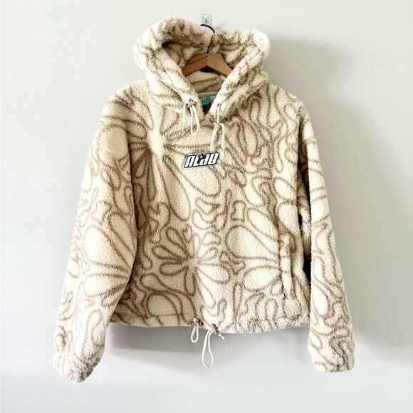 aLab Kendallie Flowers Birch Fleece Hoodie in Cream and Tan Floral - Size M - Picture 3 of 8